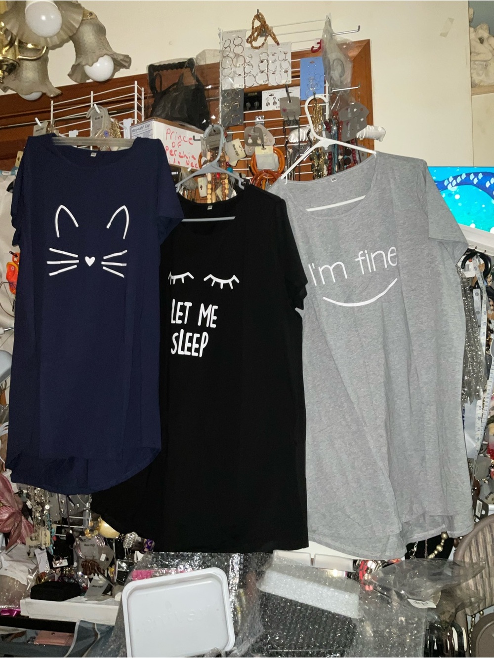 Adults Graphic Sleep Tee - Navy Cat,BLK LET ME SLEEP GRAY IM FINE NEW FUN Design